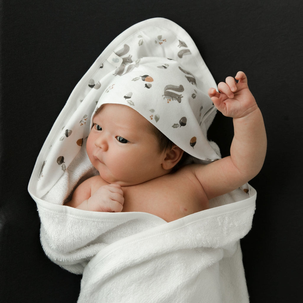 Perlimpinpin - Serviette à Capuchon Bambou - Écureuils